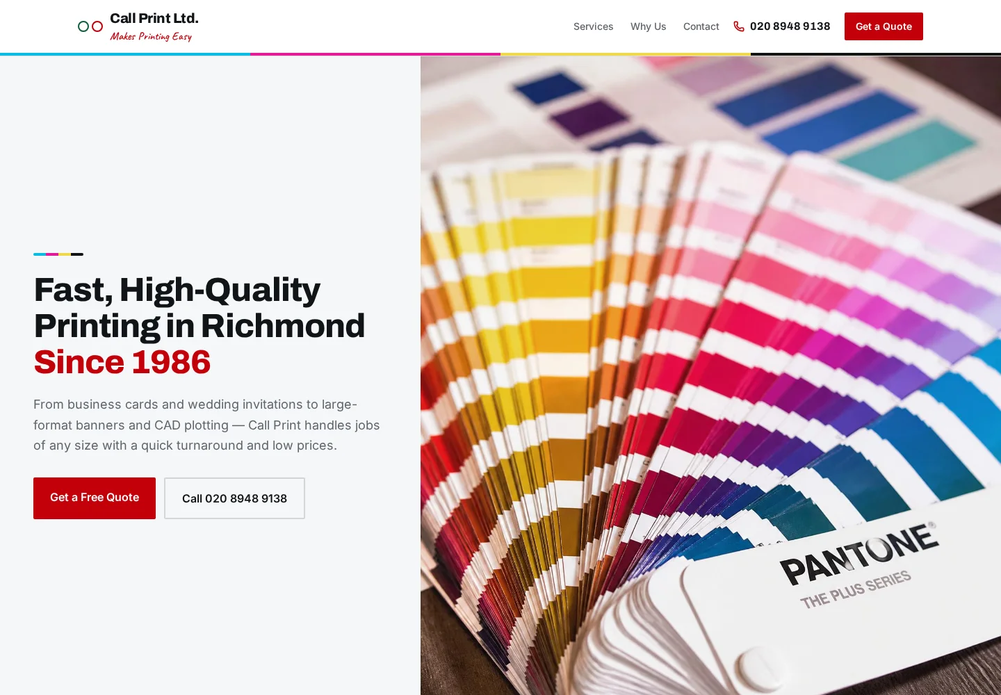 Call Print established business website redesign concept by GrowthLine
