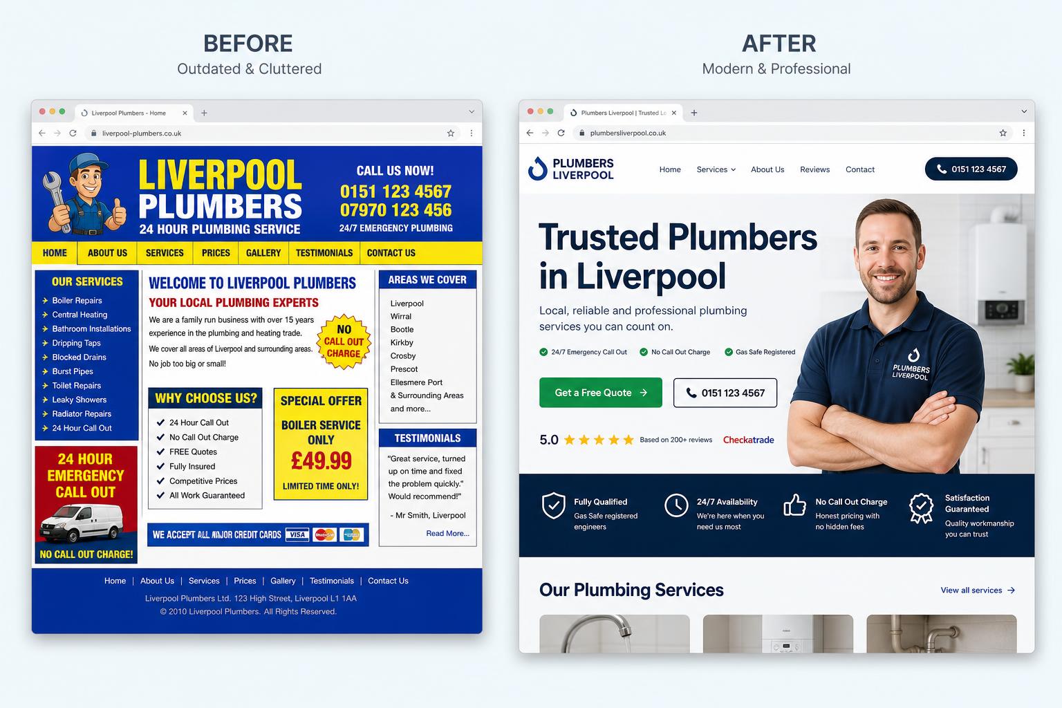 Plumber — Liverpool sample redesign